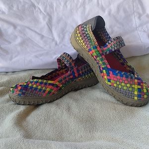 NWOT Corkys Elastic Slip On Rainbow Shoes